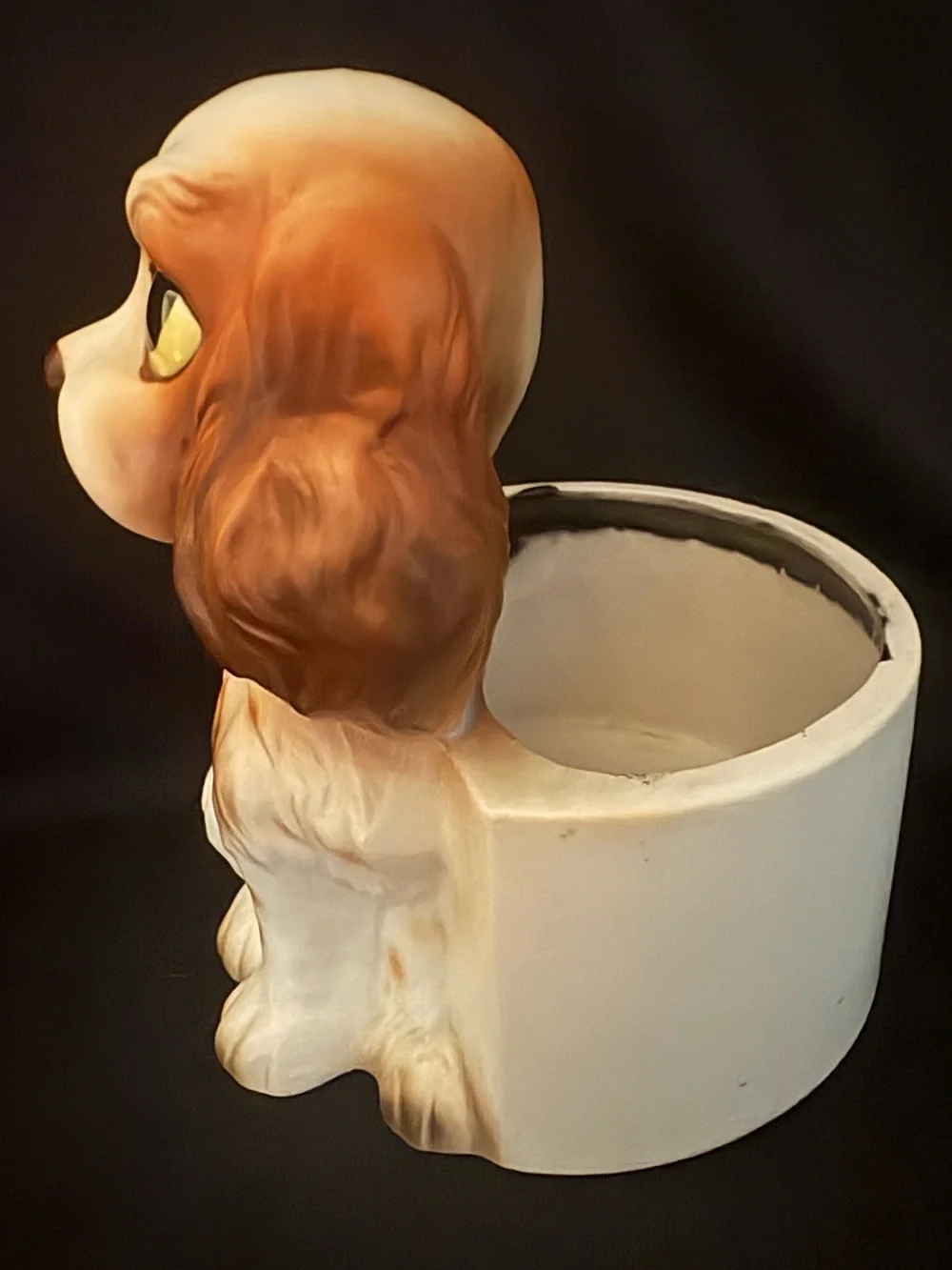 Vintage Lefton Ceramic Cavalier King Charles Spaniel Dog Planter